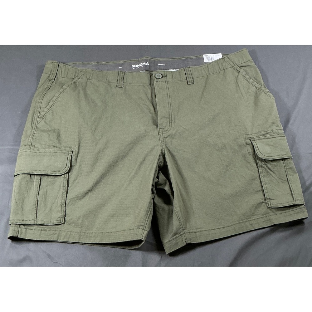 Sonoma Goods For Life Mens Olive Green Flexwear Cargo Shorts Size 54 Ripstop 9in